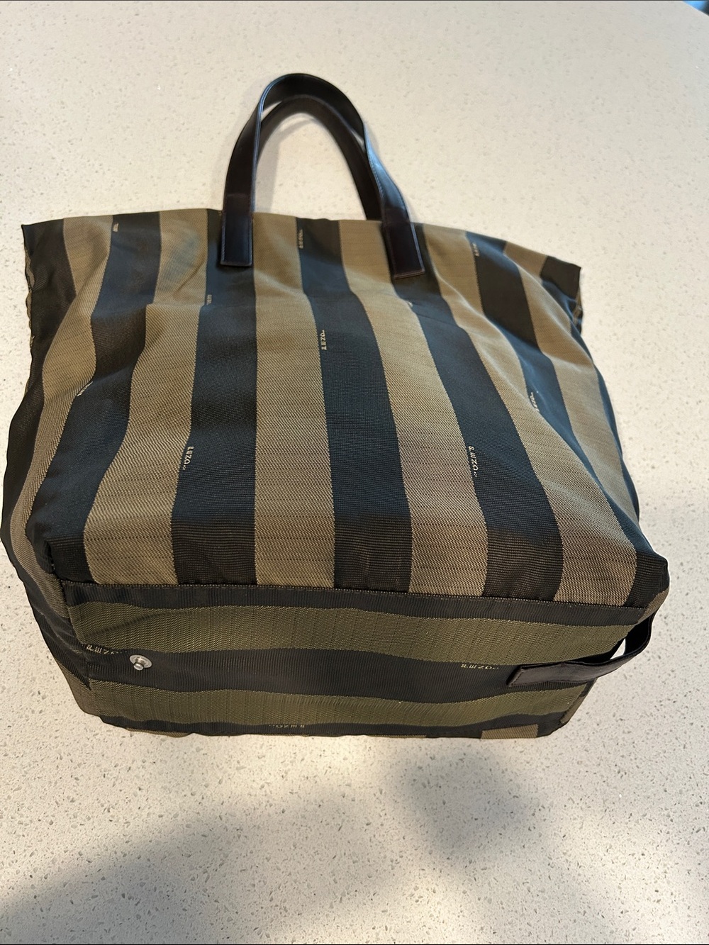 Fendi Pequin Foldable Tote | w/ Insert| Zip Top | Classic Stripe - Picture 15 of 16